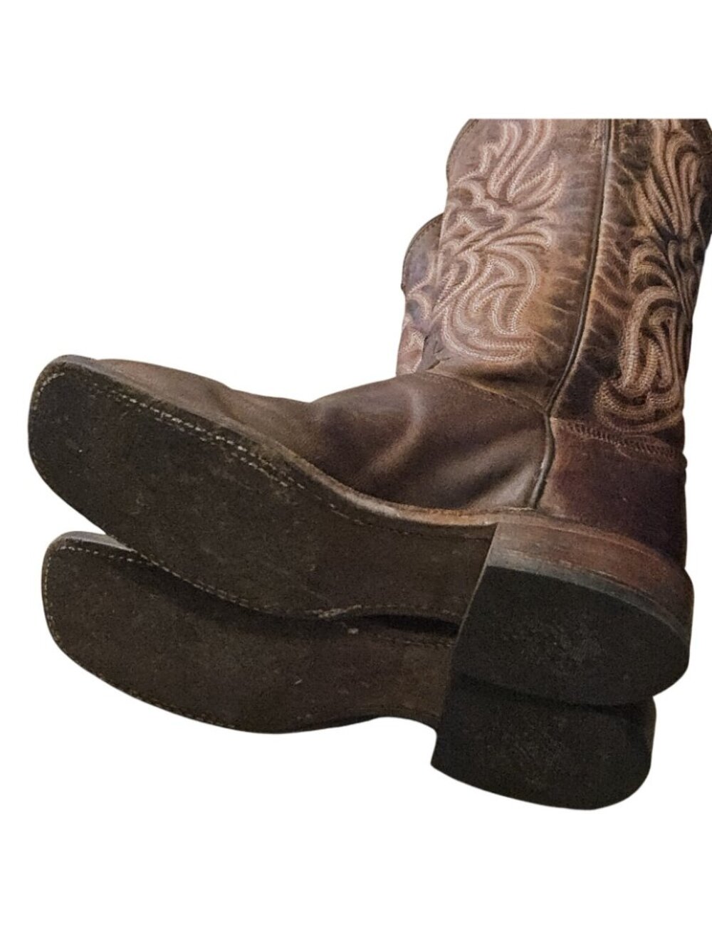 Tony Lama Lashka Brown & Pink Design Leather Cowgirl Western Boots Womens 6 - Picture 6 of 8